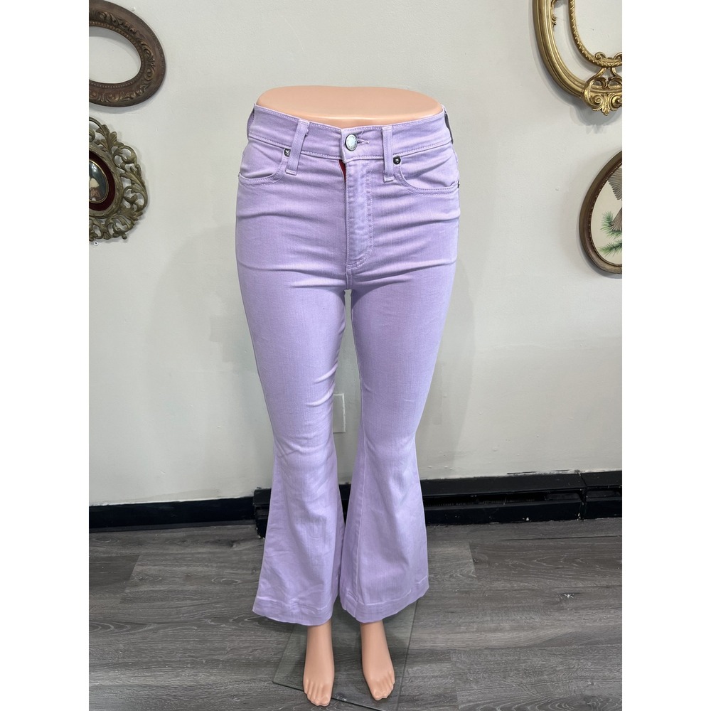 Alice + Olivia Jeans Lavender High-Rise Flare Jeans Size 24